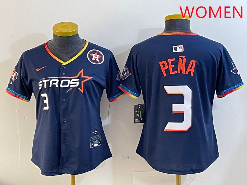 Women Houston Astros #3 Pena Drak Blue Fourth generation Joint Name 2025 Nike MLB Jersey style 7->los angeles dodgers->MLB Jersey